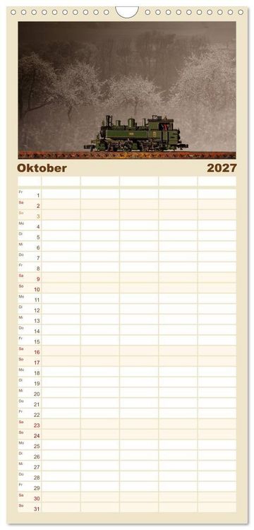 Produktbild: Familienplaner 2027 - Dampflokomotiven in Spur N mit 5 Spalten (Wandkalender, 21 x 45 cm) CALVENDO