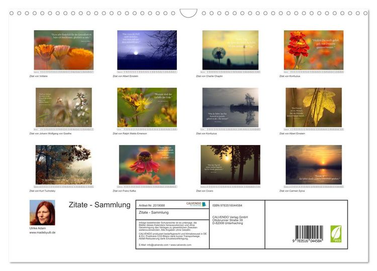 Produktbild: Zitate - Sammlung (Wandkalender 2026 DIN A3 quer), CALVENDO Monatskalender