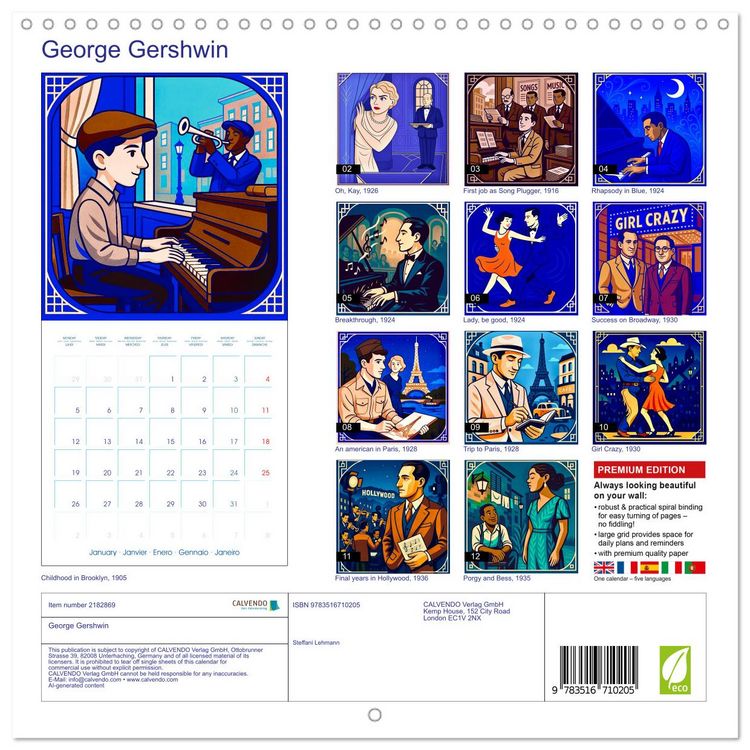 Produktbild: George Gershwin (Wall Calendar 2026 12 &times; 12 Inch) CALVENDO 12 Month Wall Calendar