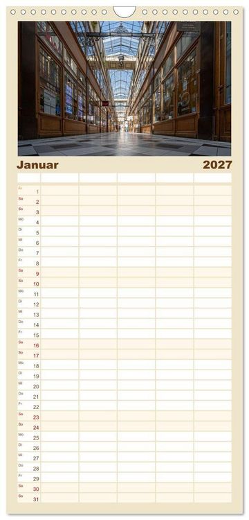 Produktbild: Familienplaner 2027 - Verborgene Passagen von Paris mit 5 Spalten (Wandkalender, 21 x 45 cm) CALVENDO
