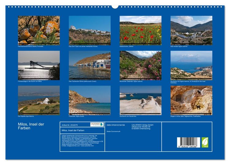 Produktbild: Milos, Insel der Farben (hochwertiger Premium Wandkalender 2026 DIN A2 quer), Kunstdruck in Hochglanz