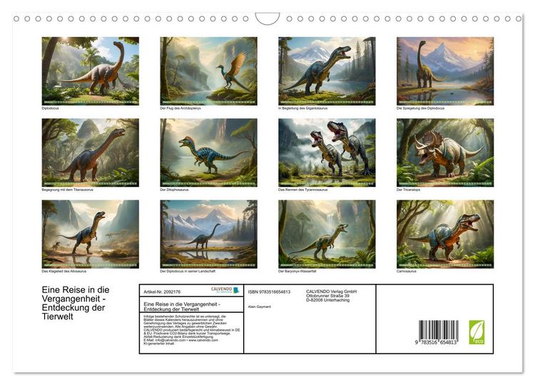 Produktbild: Eine Reise in die Vergangenheit - Entdeckung der Tierwelt (Wandkalender 2026 DIN A3 quer), CALVENDO Monatskalender