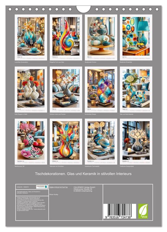 Produktbild: Tischdekorationen. Glas und Keramik in stilvollen Interieurs (Wandkalender 2026 DIN A4 hoch), CALVENDO Monatskalender