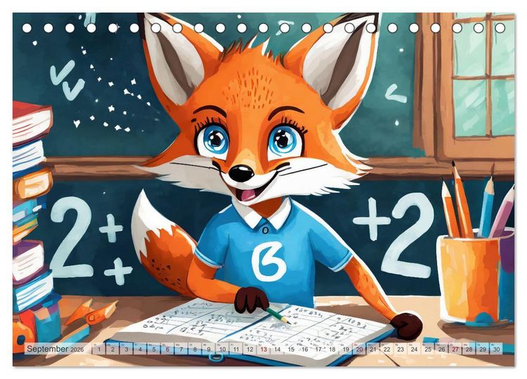 Produktbild: Schlaufuchs - Abenteuer Schule (Tischkalender 2026 DIN A5 quer), CALVENDO Monatskalender