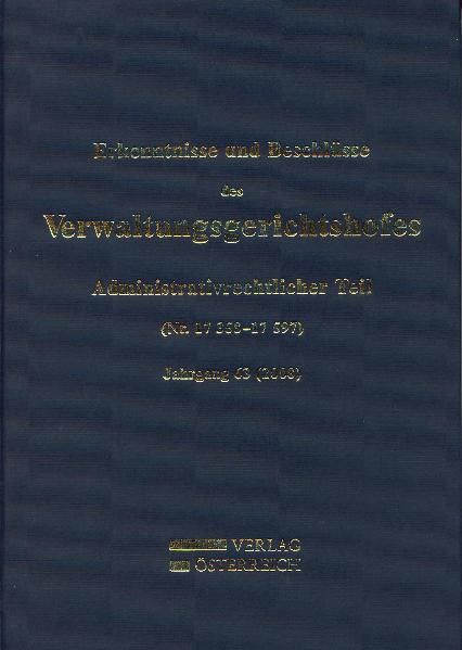 Produktbild: Erkenntnisse und Beschl&uuml;sse des Verwaltungsgsgerichtshofes