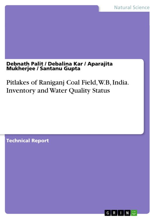 Produktbild: Pitlakes of Raniganj Coal Field, W.B, India. Inventory and Water Quality Status