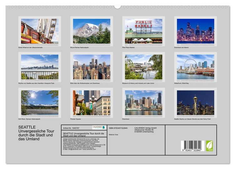 Produktbild: SEATTLE Unvergessliche Tour durch die Stadt und das Umland (hochwertiger Premium Wandkalender 2026 DIN A2 quer), Kunstdruck in Hochglanz