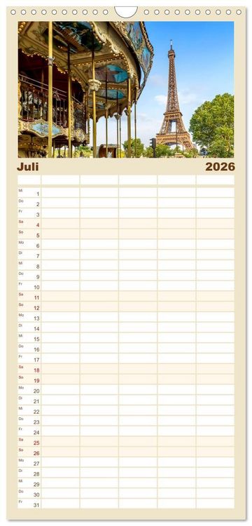 Produktbild: Familienplaner 2026 - PARIS Franz&ouml;sisches Flair und Historie mit 5 Spalten (Wandkalender, 21 x 45 cm) CALVENDO