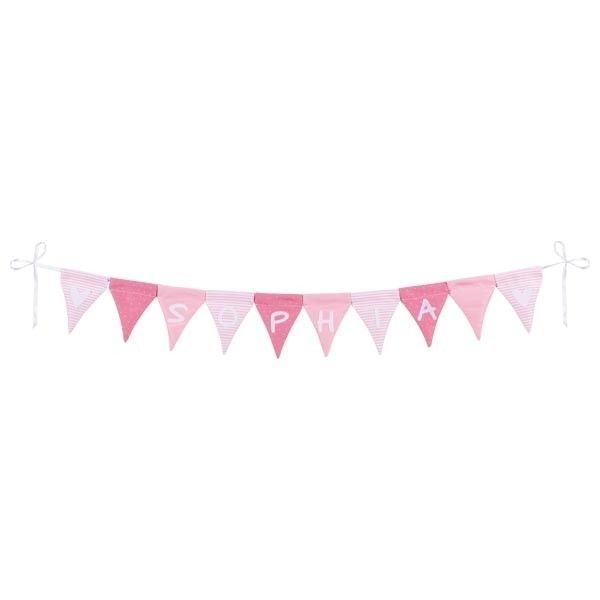 Produktbild: Buchstabenwimpelkette rosa, mit 10 Wimpeln