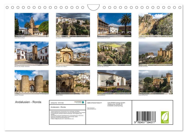 Produktbild: Andalusien - Ronda (Wandkalender 2026 DIN A4 quer), CALVENDO Monatskalender