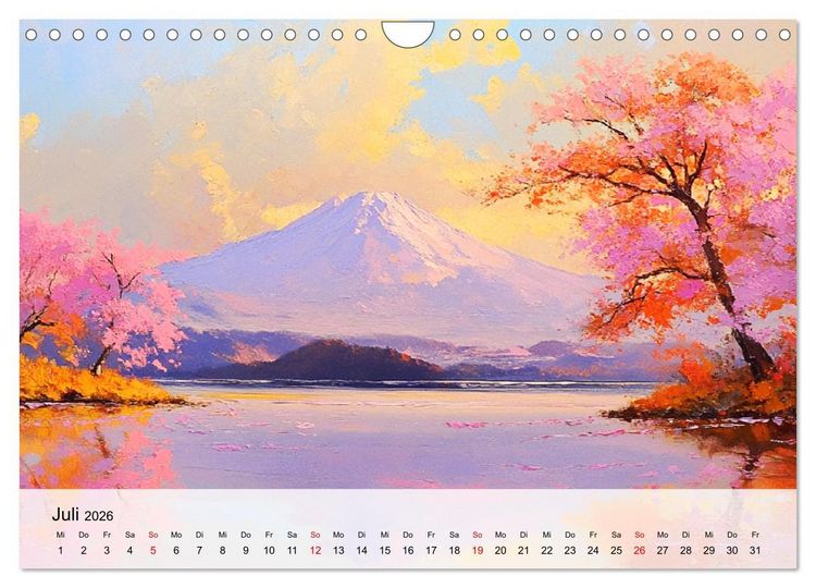 Produktbild: Japan. Eine k&uuml;nstlerische Reise im Aquarellstil (Wandkalender 2026 DIN A4 quer), CALVENDO Monatskalender