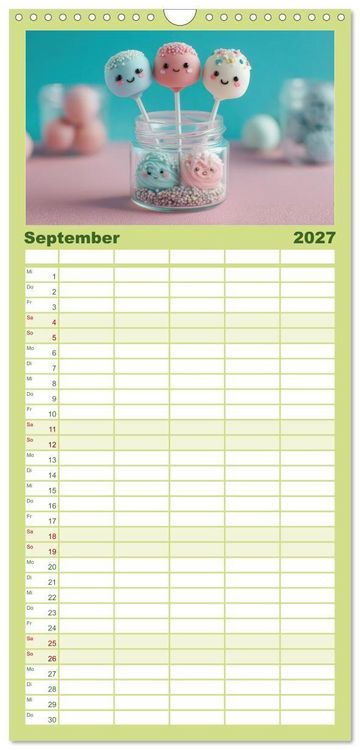 Produktbild: Familienplaner 2027 - Kawaii-Gl&uuml;cksmomente mit 5 Spalten (Wandkalender, 21 x 45 cm) CALVENDO