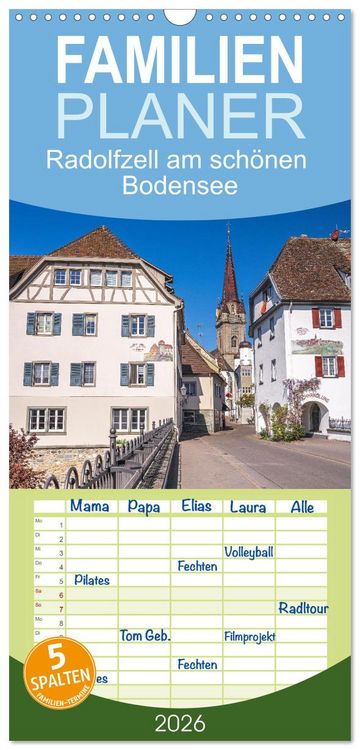 Produktbild: Familienplaner 2026 - Radolfzell am sch&ouml;nen Bodensee mit 5 Spalten (Wandkalender, 21 x 45 cm) CALVENDO