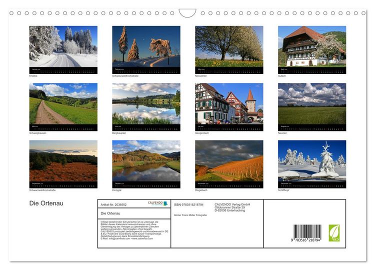 Produktbild: Die Ortenau (Wandkalender 2026 DIN A3 quer), CALVENDO Monatskalender