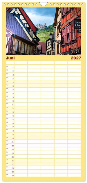 Produktbild: Familienplaner 2027 - Dorfidyllen in Frankreich mit 5 Spalten (Wandkalender, 21 x 45 cm) CALVENDO