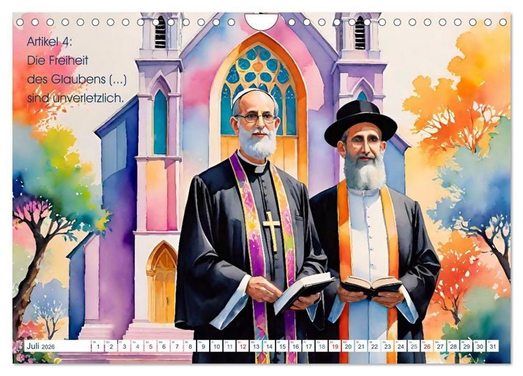 Produktbild: Unsere Grundrechte (Wandkalender 2026 DIN A4 quer), CALVENDO Monatskalender