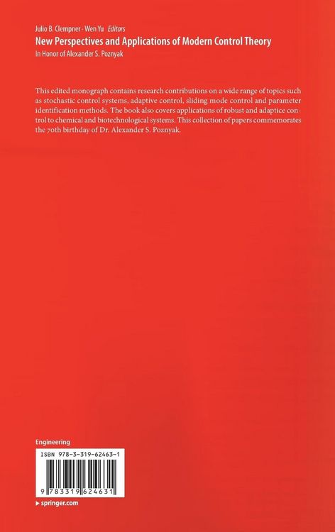 Produktbild: New Perspectives and Applications of Modern Control Theory