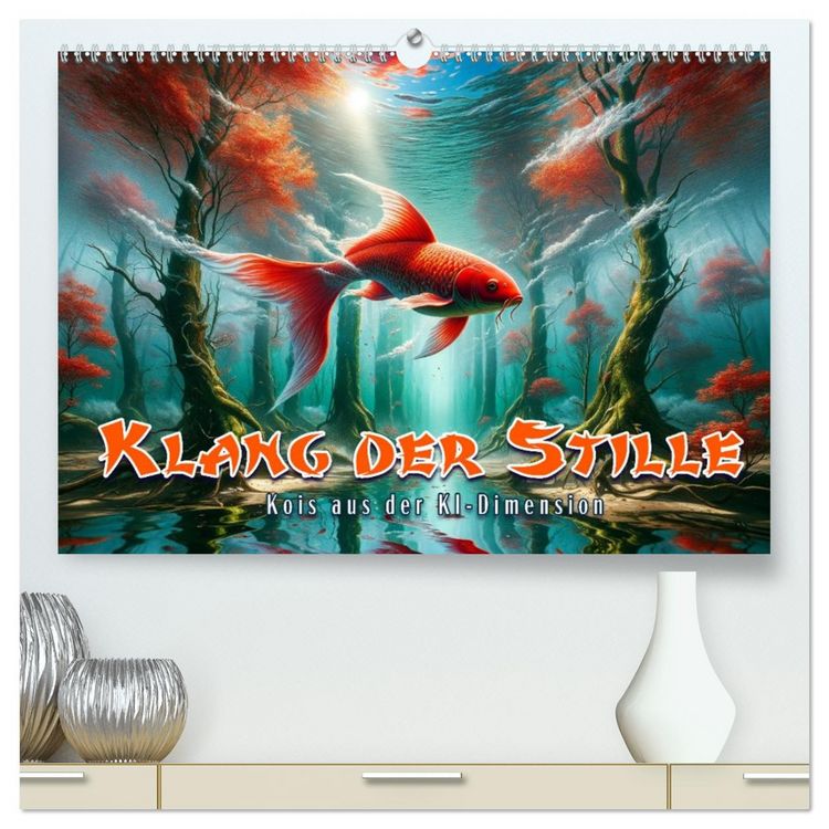 Produktbild: Klang der Stille - Kois aus der KI Dimension (hochwertiger Premium Wandkalender 2026 DIN A2 quer), Kunstdruck in Hochglanz