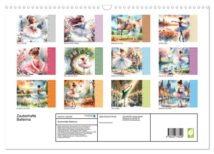 Produktbild: Zauberhafte Ballerina (Wandkalender 2027 DIN A3 quer), CALVENDO Monatskalender