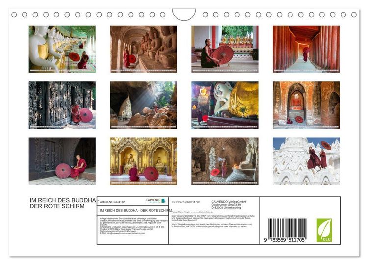 Produktbild: IM REICH DES BUDDHA - DER ROTE SCHIRM (Wandkalender 2027 DIN A4 quer), CALVENDO Monatskalender