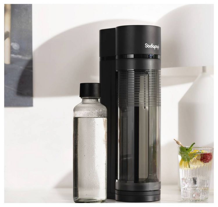 Produktbild: SODAPOP Wassersprudler Logan matt schwarz, 1x 850ml + 1x 600ml Glas + 1x 850ml PET, OHNE CO&sup2; Zylinder