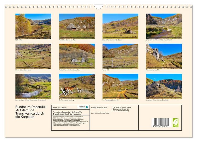 Produktbild: Fundatura Ponorului - Auf dem Via Transilvanica durch die Karpaten (Wandkalender 2027 DIN A3 quer), CALVENDO Monatskalender