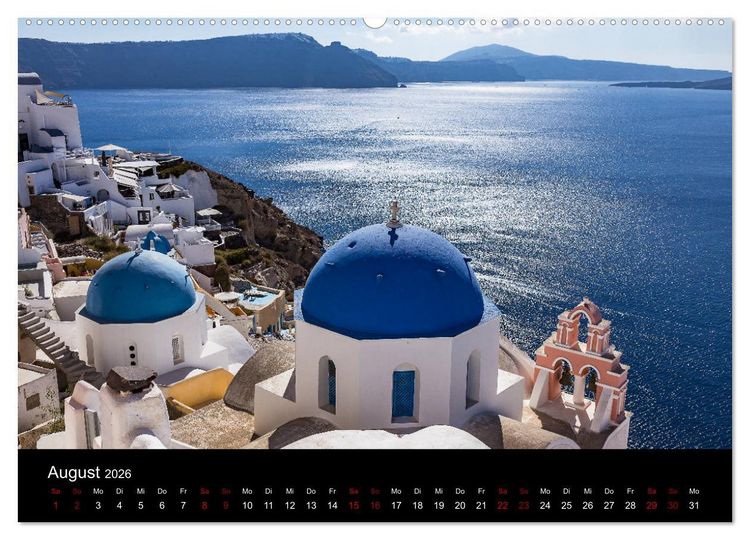 Produktbild: Santorini - K&ouml;nigin der Kykladen (hochwertiger Premium Wandkalender 2026 DIN A2 quer), Kunstdruck in Hochglanz