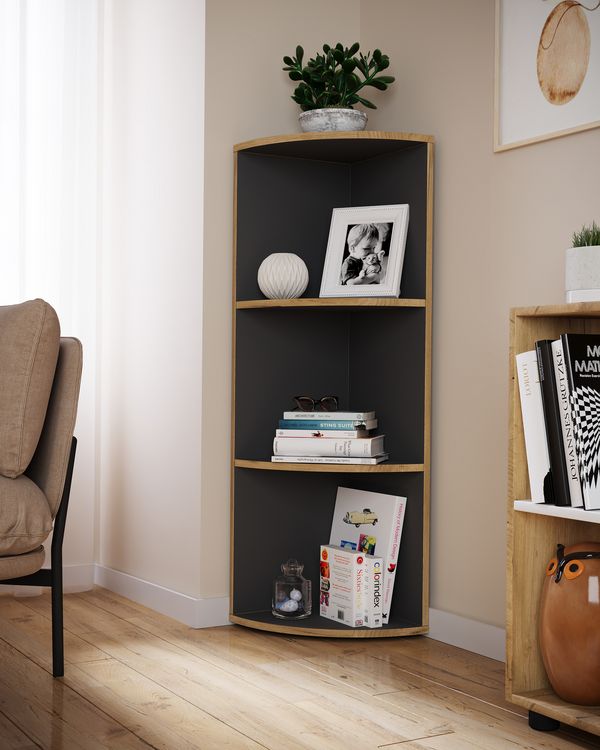 Produktbild: Elegantes Holzregal Eckregal Regal Salia 3fach