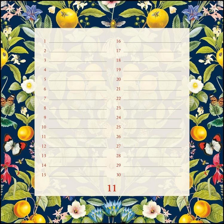 Produktbild: Immerw&auml;hrender Geburtstagskalender floral &ndash; Archive by Portico Designs &ndash; Quadrat-Format 24 x 24 cm