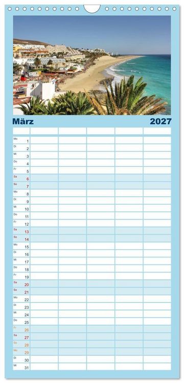 Produktbild: Familienplaner 2027 - Fuerteventura mit 5 Spalten (Wandkalender, 21 x 45 cm) CALVENDO