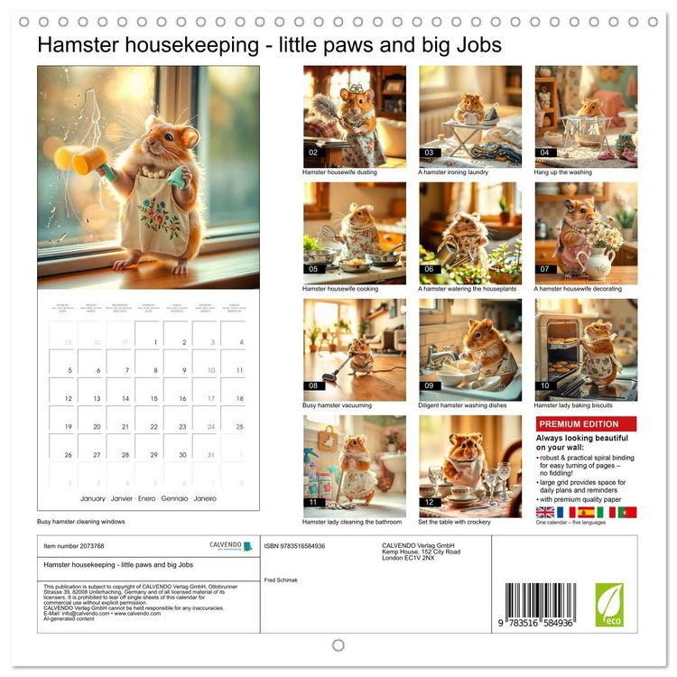 Produktbild: Hamster housekeeping - little paws and big Jobs (Wall Calendar 2026 12 &times; 12 Inch) CALVENDO 12 Month Wall Calendar