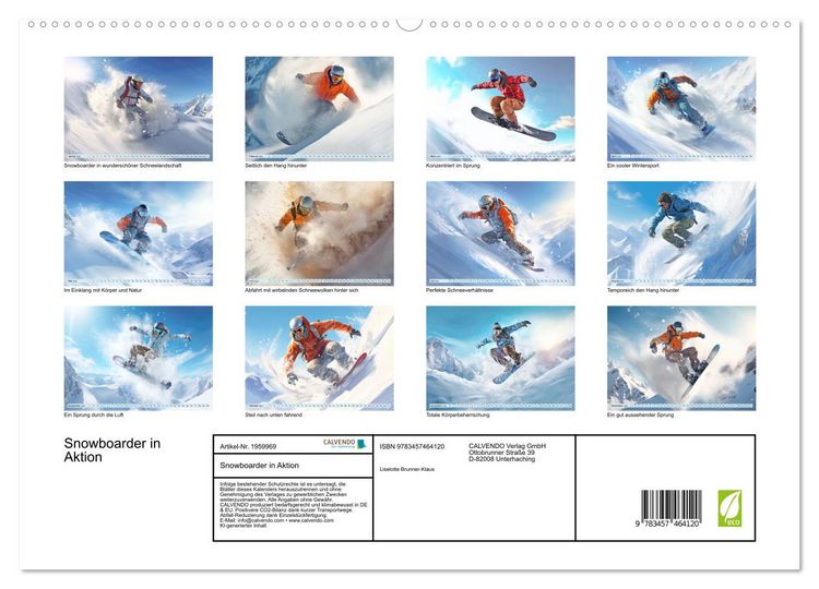 Produktbild: Snowboarder in Aktion (hochwertiger Premium Wandkalender 2026 DIN A2 quer), Kunstdruck in Hochglanz