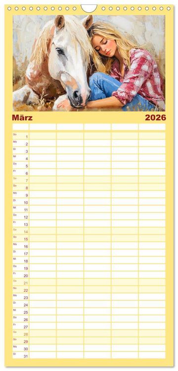 Produktbild: Familienplaner 2026 - Seelenverwandte. Frauen und Pferde. Die Magie der Verbundenheit mit 5 Spalten (Wandkalender, 21 x 45 cm) CALVENDO