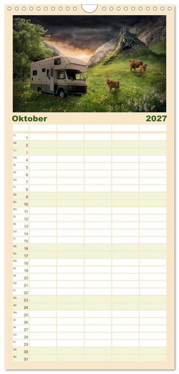 Produktbild: Familienplaner 2027 - Camping macht gl&uuml;cklich! mit 5 Spalten (Wandkalender, 21 x 45 cm) CALVENDO
