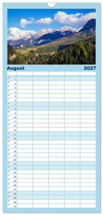Produktbild: Familienplaner 2027 - Graub&uuml;nden Engadin mit 5 Spalten (Wandkalender, 21 x 45 cm) CALVENDO