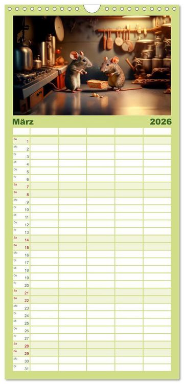 Produktbild: Familienplaner 2026 - M&auml;use Freunde mit 5 Spalten (Wandkalender, 21 x 45 cm) CALVENDO