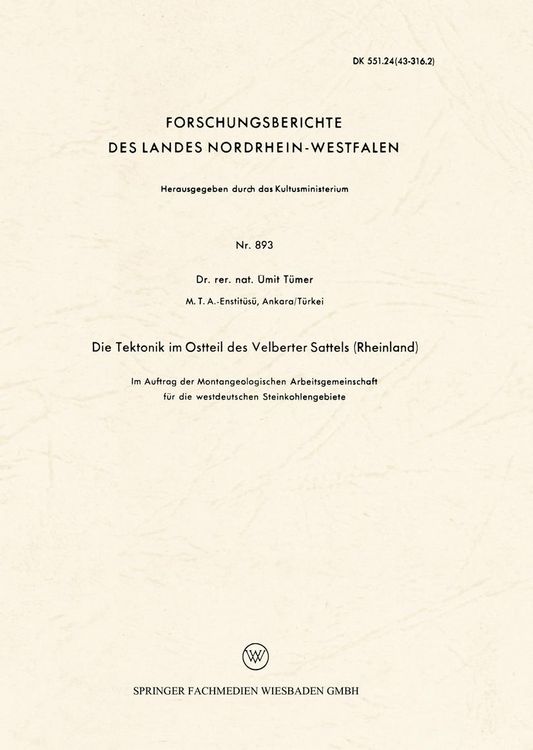 Produktbild: Die Tektonik im Ostteil des Velberter Sattels (Rheinland)