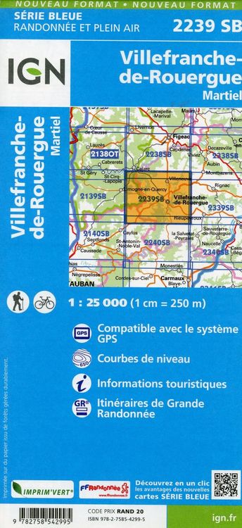 Produktbild: Villefranche-de-Rouergue.Martiel 1:25000