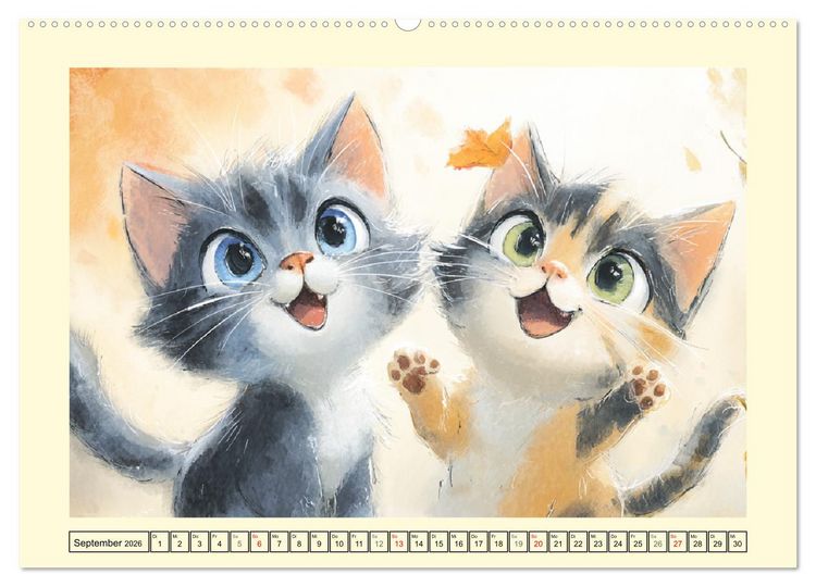 Produktbild: Pastellpf&ouml;tchen. Liebliche Katzen in sanften Farben (Wandkalender 2026 DIN A2 quer), CALVENDO Monatskalender