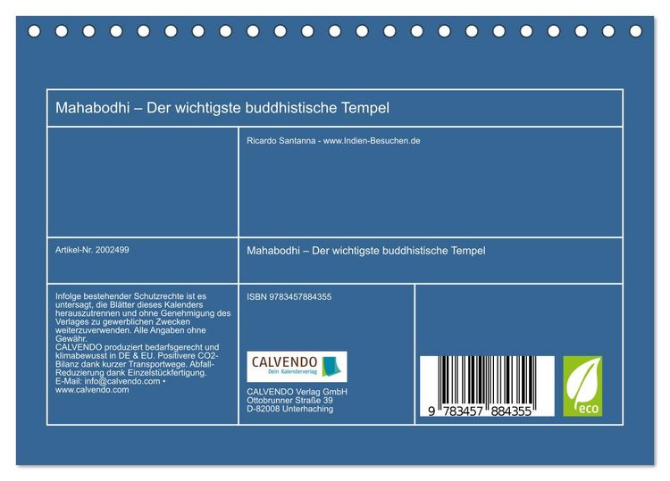 Produktbild: Mahabodhi &ndash; Der wichtigste buddhistische Tempel (Tischkalender 2026 DIN A5 quer), CALVENDO Monatskalender