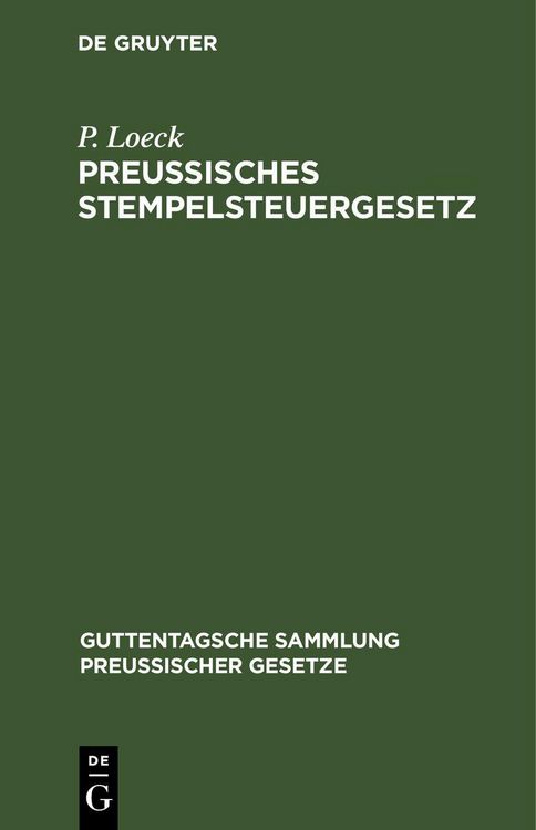 Produktbild: Preu&szlig;isches Stempelsteuergesetz