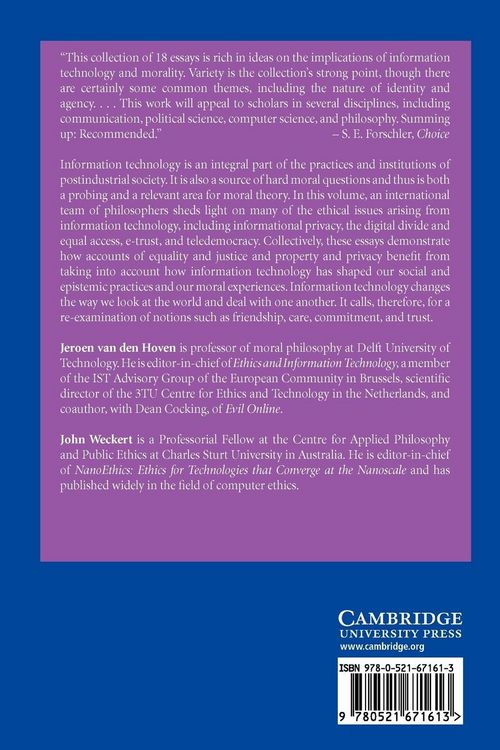 Produktbild: Information Technology and Moral Philosophy