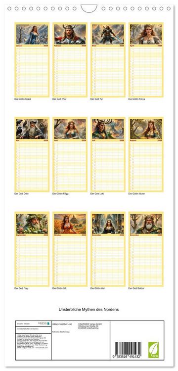Produktbild: Familienplaner 2026 - Unsterbliche Mythen des Nordens mit 5 Spalten (Wandkalender, 21 x 45 cm) CALVENDO