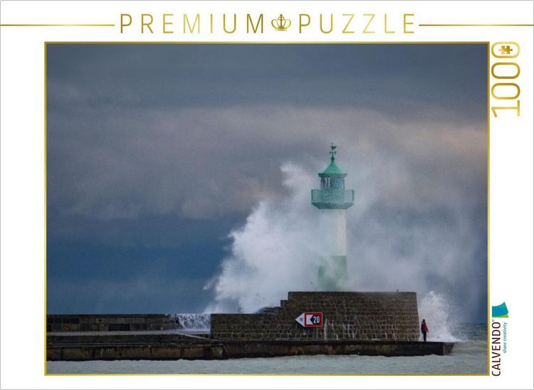 Produktbild: CALVENDO Puzzle Leuchtturm Sassnitz im Sturm | 1000 Teile Lege-Gr&ouml;&szlig;e 64x48cm Foto-Puzzle f&uuml;r gl&uuml;ckliche Stunden