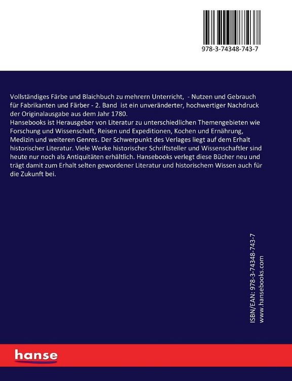 Produktbild: Vollst&auml;ndiges F&auml;rbe und Blaichbuch zu mehrern Unterricht,