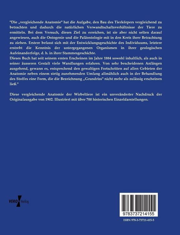 Produktbild: Vergleichende Anatomie der Wirbeltiere