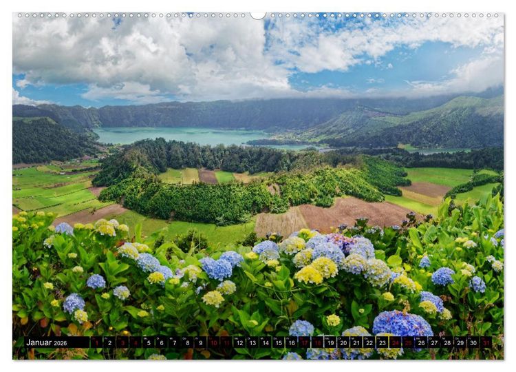 Produktbild: Sao Miguel Azoren - Vulkanisch gepr&auml;gte Trauminsel im Atlantik (hochwertiger Premium Wandkalender 2026 DIN A2 quer), Kunstdruck in Hochglanz