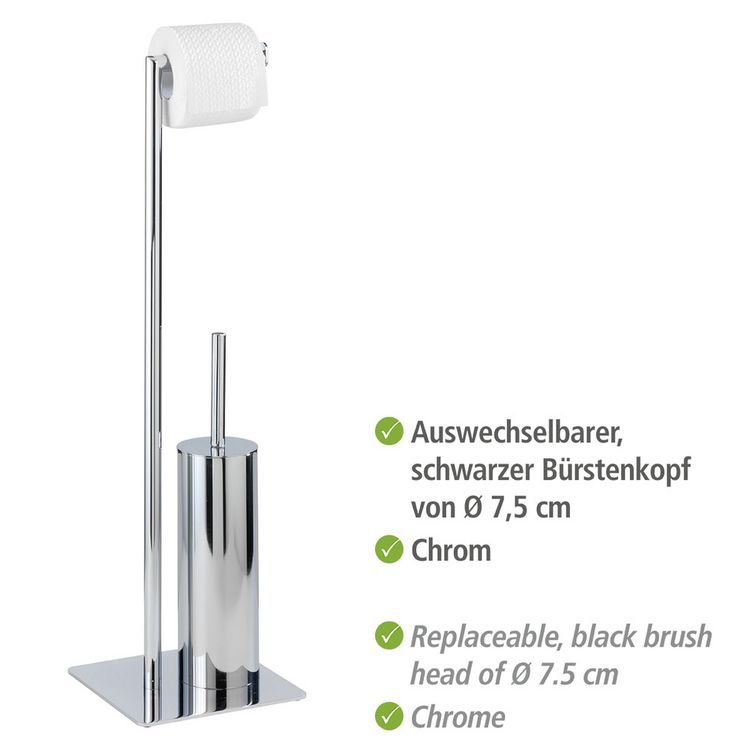Produktbild: Stand WC-Garnitur Mod. Recco, WC-B&uuml;rstenhalter und Toilettenpapierhalter