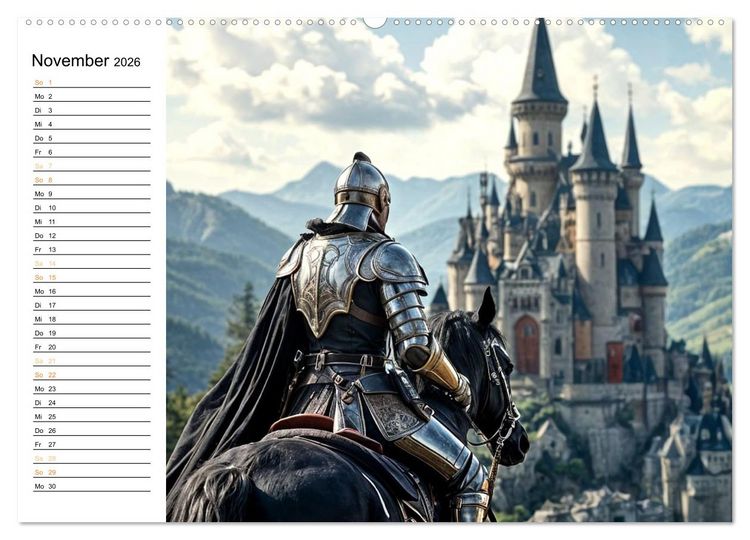 Produktbild: Rittertum und Mythos &ndash; Das Zeitalter der Ehre (Wandkalender 2026 DIN A2 quer), CALVENDO Monatskalender