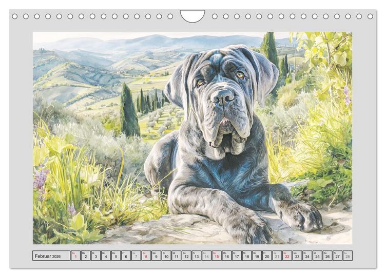 Produktbild: Mastino Napoletano. Die wuchtigen Molosser im Painting-Stil (Wandkalender 2026 DIN A4 quer), CALVENDO Monatskalender